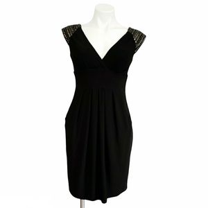 Bisou Bisou Beaded Black Dress With Pockets